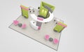 Exhibition Stand in Green and Pink colors 3d Rendering