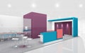 Exhibition Stand in Purple and Teal colors 3d Rendering