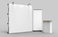 Exhibition Tension Fabric Display Banner Stand Backdrop for trade show advertising stand with LED OR Halogen Light with standees a