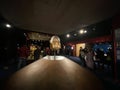 Exhibition of Tutankhamun in Zurich with spectators during pandemic time. Tomb and treasures with gold mask and replicas from