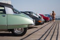 Exhibition of vintage cars near the sea shore in Pesaro, Italy