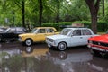 Exhibition of vintage Soviet cars in the park Sokolniki. Moscow, Russia