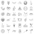 Exhibitor icons set, outline style