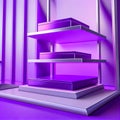 Exhibitor with shelves for product presentation with Digital Lavender colors