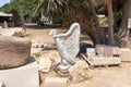 Exhibits made from stone, made by craftsmen living in Kibbutz En Carmel, in northern Israel
