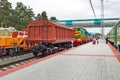 The exhibits of the Museum under the open sky. Novosibirsk Museum of railway equipment, Siberia, Russia