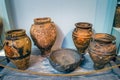 Exhibits of pots in archaeological museum of Heraklion.Crete Greece Royalty Free Stock Photo