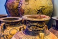 Exhibits of pots in archaeological museum of Heraklion.Crete Greece Royalty Free Stock Photo