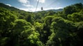 Exhilarating Rainforest Canopy Tour: Soar Through Lush Greenery on a Zipline Adventure Royalty Free Stock Photo