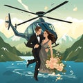 Exhilarating and Romantic Helicopter Escape for Newlywed Couple