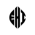EXI circle letter logo design with circle and ellipse shape. EXI ellipse letters with typographic style. The three initials form a Royalty Free Stock Photo