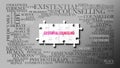Existential Counseling as a complex subject, related to important topics spreading around as a word cloud Royalty Free Stock Photo