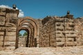 Exit with arches at Roman Amphitheater in Merida Royalty Free Stock Photo