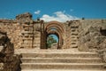 Exit with arches at Roman Amphitheater in Merida Royalty Free Stock Photo