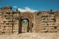 Exit with arches at Roman Amphitheater in Merida Royalty Free Stock Photo