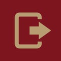The exit bag icon. Logout and output, outlet, out symbol. Flat