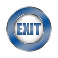 Exit button icon. Blue metallic surface. Departure action symbol. Vector leave element. Royalty Free Stock Photo
