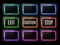 Exit caution stop light sign Color rectangle frame