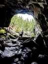 exit from a cave in an old industrial excavation Royalty Free Stock Photo