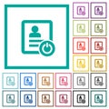 Exit from contact list flat color icons with quadrant frames