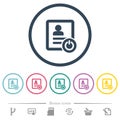 Exit from contact list flat color icons in round outlines