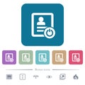 Exit from contact list flat icons on color rounded square backgrounds