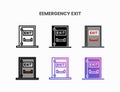 Exit Door Emergency icon set. Royalty Free Stock Photo