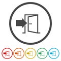 Exit door ring icon, color set Royalty Free Stock Photo