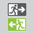 Exit door this way with man running vector sign Royalty Free Stock Photo