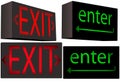 EXIT enter illuminated box sign symbols