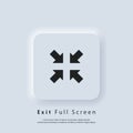 Exit Full Screen icon. Full screen enter or exit icon. Maximize or Minimize symbol. Vector EPS 10. UI icon. Neumorphic UI UX white