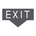 Exit glyph icon, emergency and doorway, evacuation sign, vector graphics, a solid pattern on a white background. Royalty Free Stock Photo