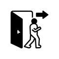 Black solid icon for Exit, egress and evacuation Royalty Free Stock Photo