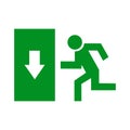 The exit icon. Emergency exit. Green icon on a white background. Royalty Free Stock Photo