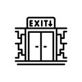 Black line icon for Exit, way to out and door