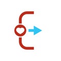 Exit icon, Logout and output icon with heart sign. Exit icon and favorite, like, love, care symbol