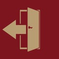 The exit icon. Logout and output, outlet, out symbol. Flat