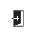 Exit icon sign vector, black and white open door with arrow symbol isolated clipart Royalty Free Stock Photo