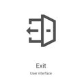 exit icon vector from user interface collection. Thin line exit outline icon vector illustration. Linear symbol for use on web and