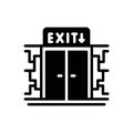 Black solid icon for Exit, way out and door