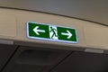 Exit lightbox signage on airplane, escape way of life Royalty Free Stock Photo