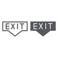 Exit line and glyph icon, emergency and doorway, evacuation sign, vector graphics, a linear pattern on a white Royalty Free Stock Photo