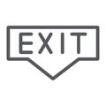 Exit line icon, emergency and doorway, evacuation sign, vector graphics, a linear pattern on a white background. Royalty Free Stock Photo