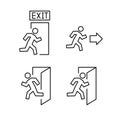 Exit line icons set, vector simple black illustration Royalty Free Stock Photo