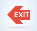 Exit logout icon emergency and arrow. vector red
