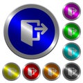 Exit luminous coin-like round color buttons