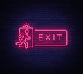 Exit Neon Signboard Vector. Exit neon sign, design template, modern trend design, night neon signboard, night bright Royalty Free Stock Photo