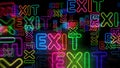 Exit emergency escape neon light 3d illustration