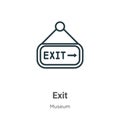 Exit outline vector icon. Thin line black exit icon, flat vector simple element illustration from editable museum concept isolated
