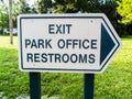 Exit Park Office Restroom Public Park Sign